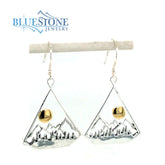 Sterling Silver Mountain and Full Moon Earrings